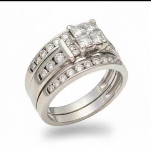 Elegant  14K White Gold Diamond Wedding Set – Appraised $6,550